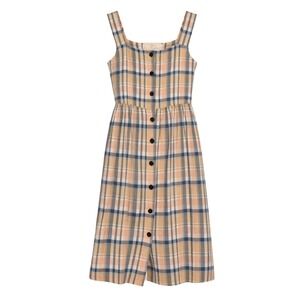 Gal Meets Glam Peyton Plaid Cottagecore Linen Dress Women Sz 10 Preppy Academia